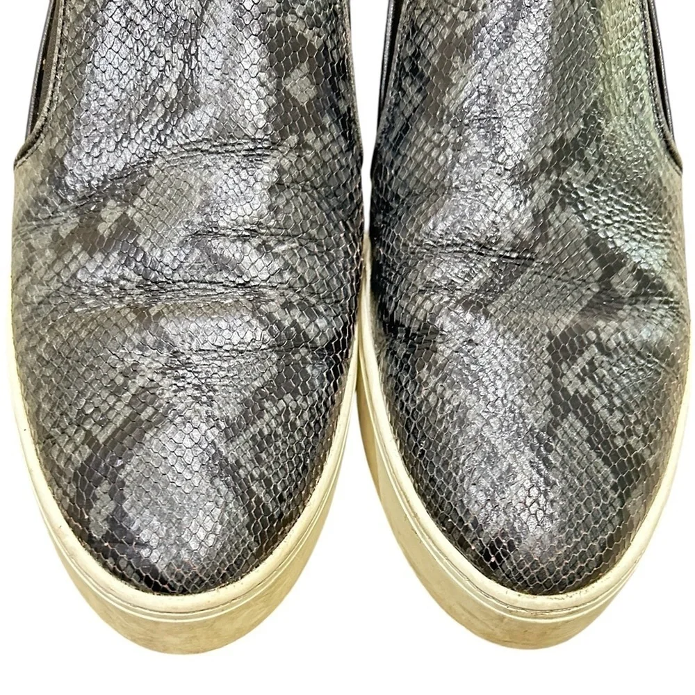 Vince Black/gray Flats Comfortable Slip-On Loafers leather python print 8/eu 38